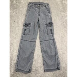 American Eagle Cargo Pants Womens 00 (24x30) Blue Super High Rise Baggy Wide Leg